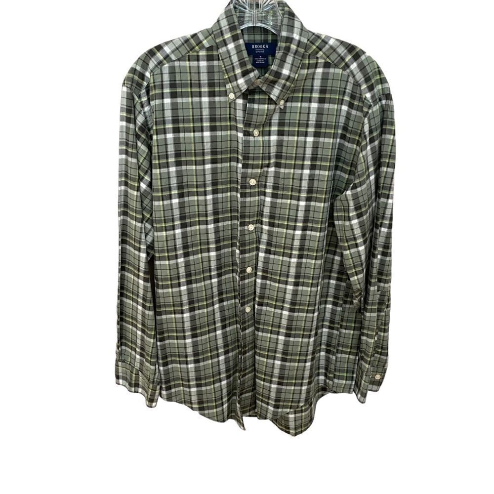 Brooks Sport Button Down Plaid Shirt Size Small Vintage